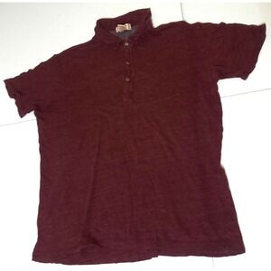 Crossley XXL XL Short Sleeve Polo Shirt Dark Plum Red 100 Linen Italy Mens